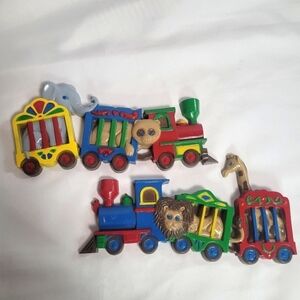 VTG Burwood Circus Train Wall Hangings Zoo Choo Choo 2 Piece